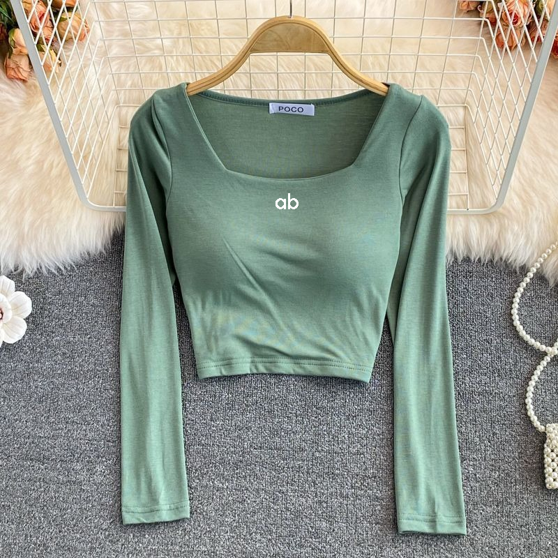 Base Layer Top - Kadın Kore Modası Kare Yaka Uzun